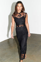 Thumbnail for caption_Model wears Black Fine Lace Esme Top in UK 8 / US 4