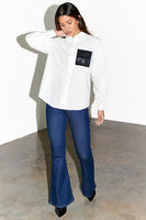 Thumbnail for caption_Model wears White Gabbie Shirt With NFD Pocket in UK size 8/ US 4