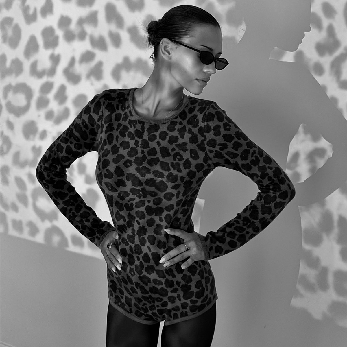 Dark Leopard Knit Romper