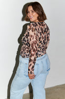 Thumbnail for caption_Model wears Leopard Mesh Top in UK 18 / US 14