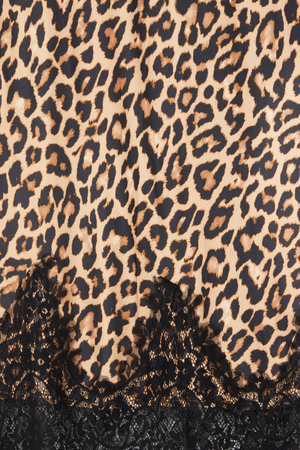 Leopard Lace Midi Maeva Skirt detail featuring the leopard print and black lace border.