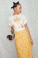 Thumbnail for caption_Model wears Cream and Gold Mosaic Leopard T-Shirt in UK size 10/ US 6
