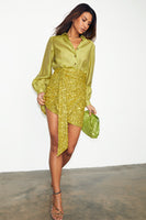 Thumbnail for caption_Model wears Lime Sequin Mini Jaspre Skirt in UK size 10/ US 6