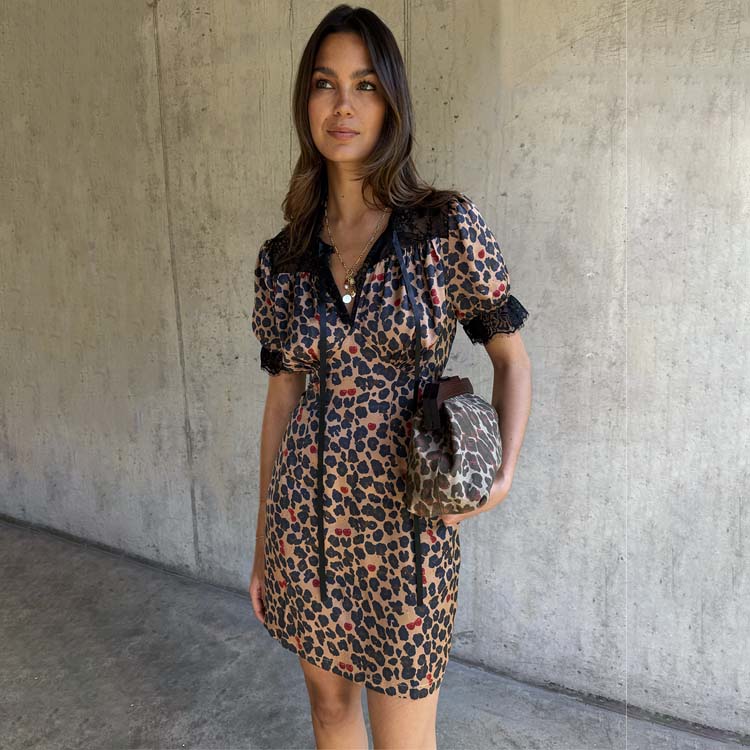 layla leopard velvet mini dress Cherry Leopard Mini Lyla Dress – Never Fully Dressed