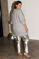 Thumbnail for caption_Model wears Silver Lyon Tinsel Belted Mini Dress in XL
