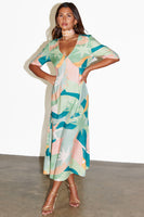 Thumbnail for caption_Model wears Sage Lyra Poppy Midi Dress in UK size 10/ US 6