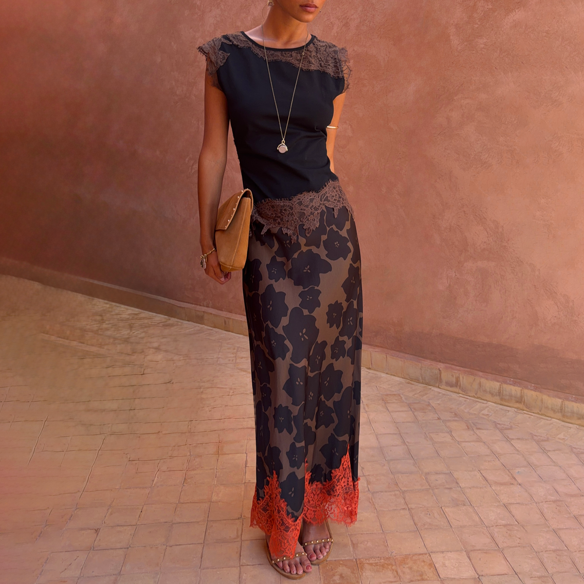 never fully dressed lace skirt Tan Jaden Floral Midi Meava Midi 12 Shoe Size_5.5 Retro 9-Drawer Dresser, 47.2