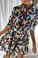 Thumbnail for caption_Model wears Black Magnolia Lauren Mini Shirt Dress in UK size 10/ US 6
