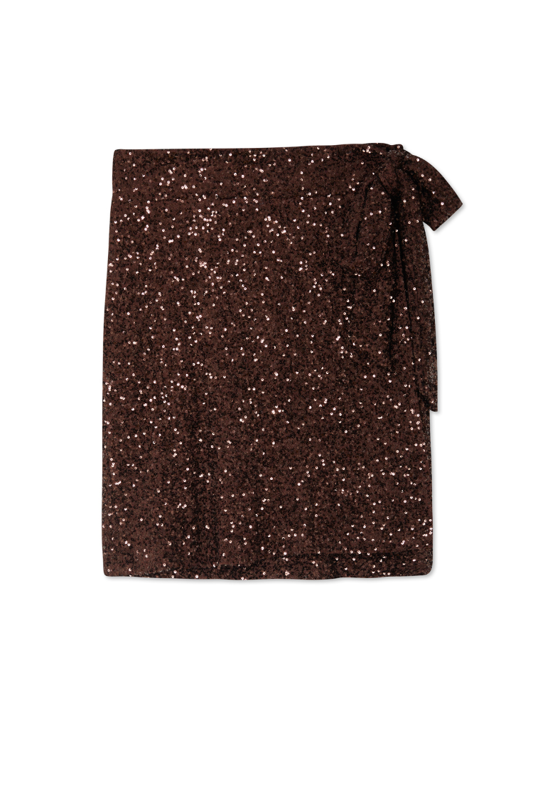 Chocolate Sequin Mini Jaspre Skirt