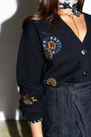 Thumbnail for caption_Model wears Black Mosaic Plate Cardigan in UK size 10/ US 6