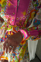 Thumbnail for caption_Model wears Mosaic Savannah Mini Dress in UK size 10/ US 6