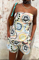 Thumbnail for caption_Model wears Cream Mosaic Plate Tate Shorts in UK size 10/ US 6