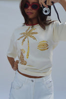 Thumbnail for Cream and Gold Mosaic Leopard T-Shirt
