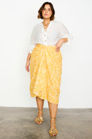 Thumbnail for  caption_Model wears Yellow Mosaic Maxi Jaspre Skirt in UK size 10/ US 6
