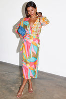 Thumbnail for caption_Model wears Multi Abstract Jaspre Wrap Skirt in UK size 10/ US 6