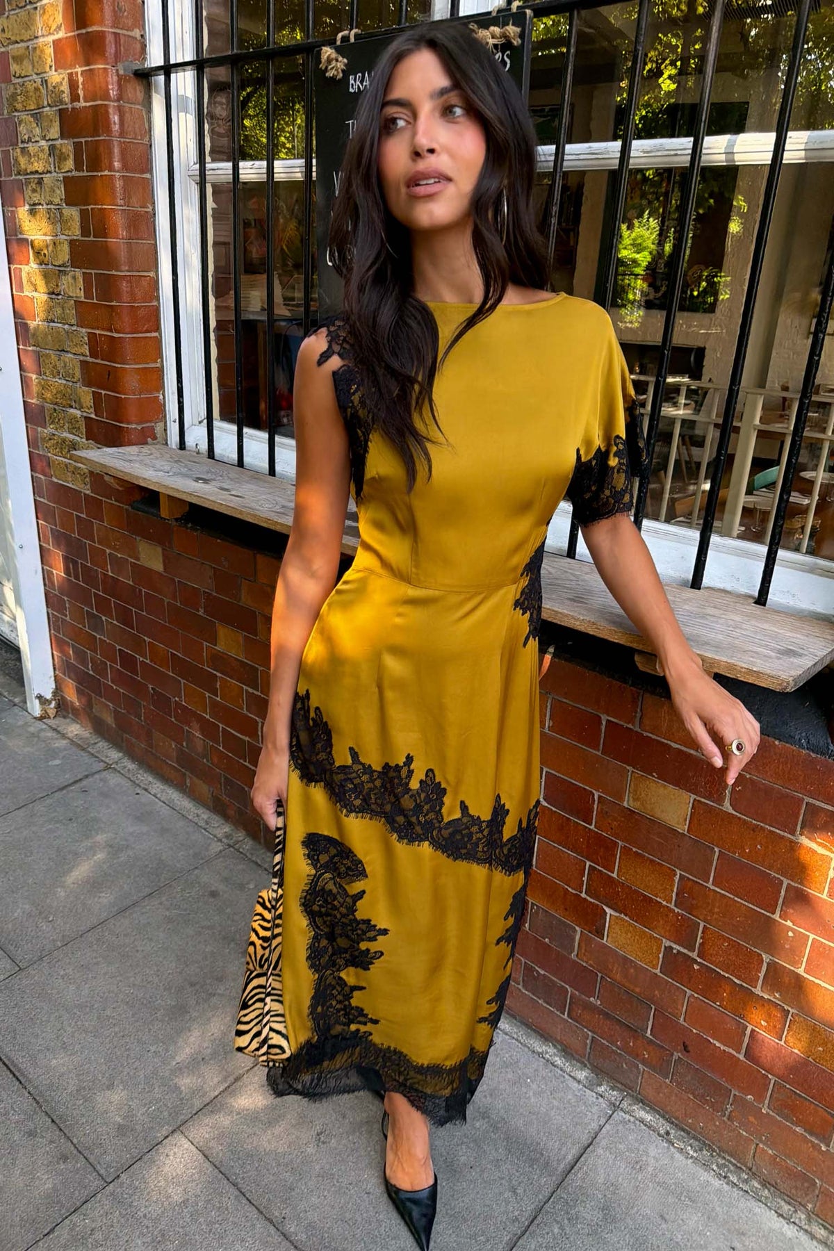 Olive & Black Lace Fearne Dress