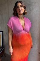 Thumbnail for caption_Model wears Pink Ombre Elodie Dress in UK size 18/ US 14
