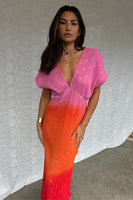 Thumbnail for caption_Model wears Pink Ombre Elodie Dress in UK size 10/ US 6