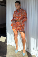 Thumbnail for caption_Model wears Orange Leopard Elissa Short in UK size 10/ US 6
