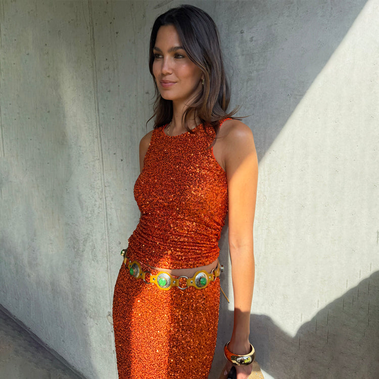 Orange Sequin Tank Top – Never Fully Dressed Orange Sequin Tank Top – Never Fully Dressed
