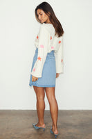 Thumbnail for caption_Model wears Cream Cardigan With Embroidered Palm in UK size 10/ US 6