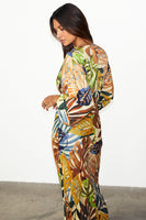 Thumbnail for caption_Model wears Cream Palm Leaf Emma Dress in UK size 10/ US 6
