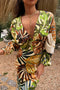 Cream Palm Leaf Emma Dress