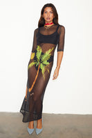 Thumbnail for caption_Model wears Black Ibiza Mesh Izzy Dress in UK size 10/ US 6