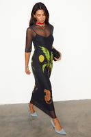 Thumbnail for caption_Model wears Black Ibiza Mesh Izzy Dress in UK size 10/ US 6