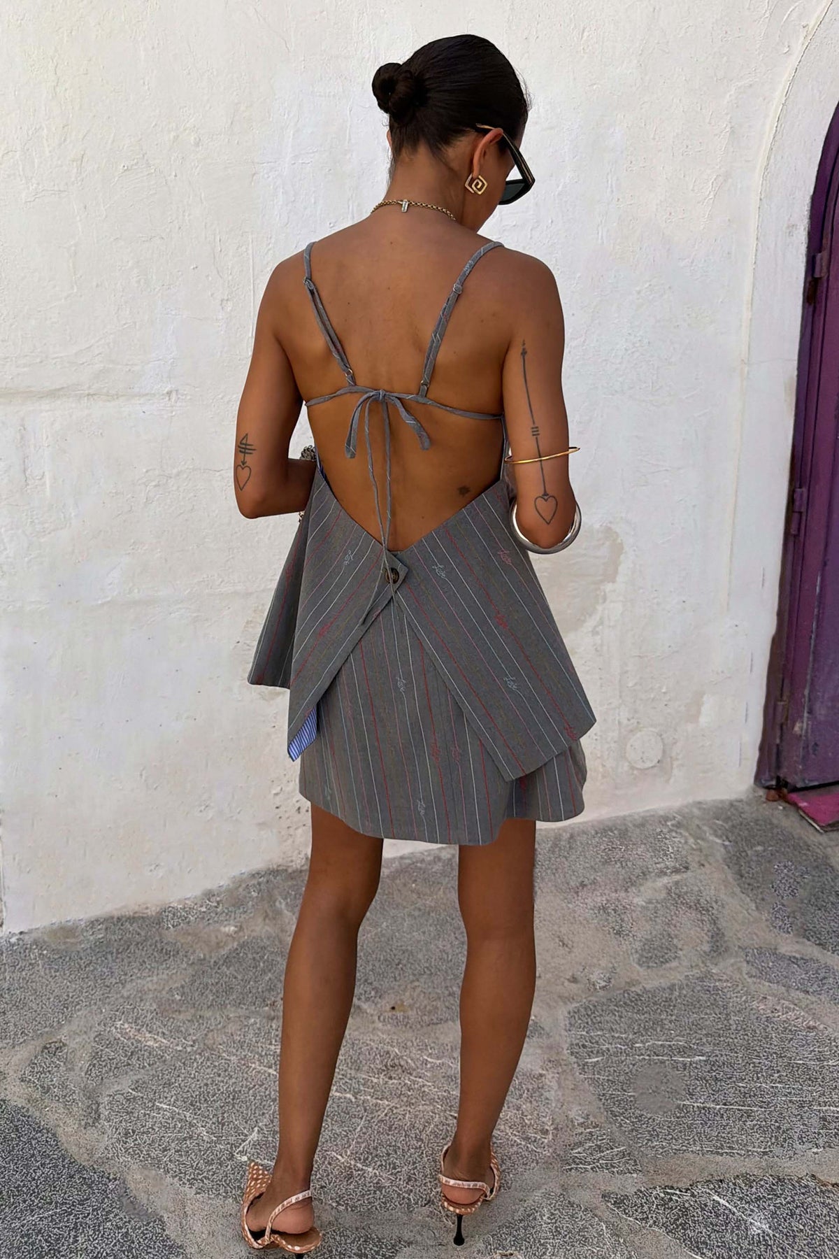 Grey Love Pinstripe Skort