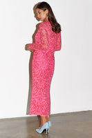 Thumbnail for caption_Model wears Pink and Red Bowie Mesh Dress in UK size 8/ US 4