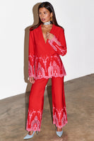 Thumbnail for caption_Model wears  Red And Pink Lace Frany Blazer in UK size 10/ US 6