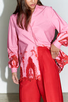 Thumbnail for caption_Model wears Pink and Red Ivanina Shirt in UK size 10/ US 6