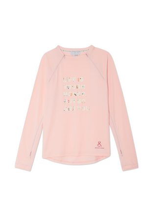 Pink Life is Tough accessible long sleeve t-shirt with colourful lettering and functional zips for treatment access.