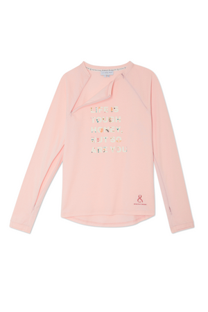 Pink long sleeve accessible T-shirt with functional zips and 'Life is tough honey, but so are you' graphic.