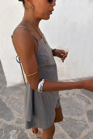 Grey Love Pinstripe Backless Top