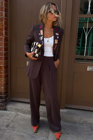 Chocolate Pinstripe Arden Trousers