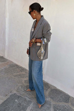 Grey Love Pinstripe Blazer