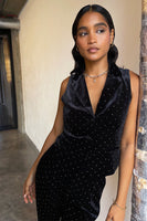 Thumbnail for Model wearing Black Velvet Quinn Waistcoat