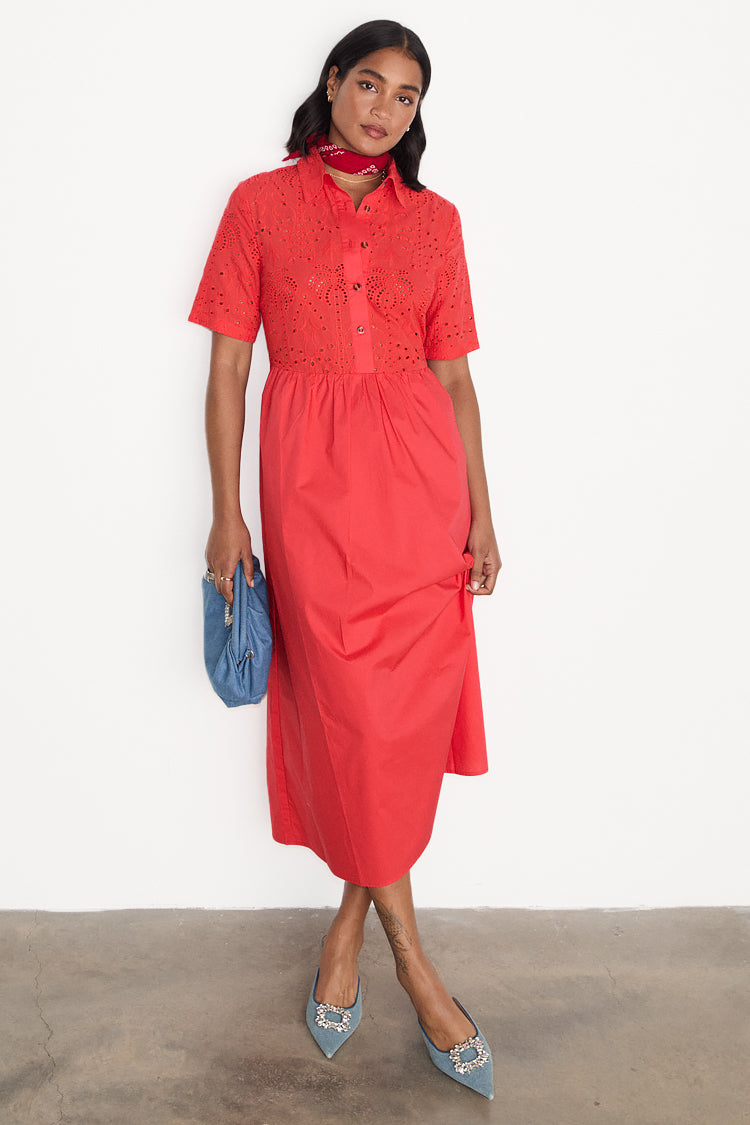 Red Palm Broderie Hayley Dress