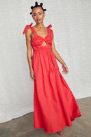 Thumbnail for caption_Model wears Red Elspeth Dress in UK size 10/ US 6