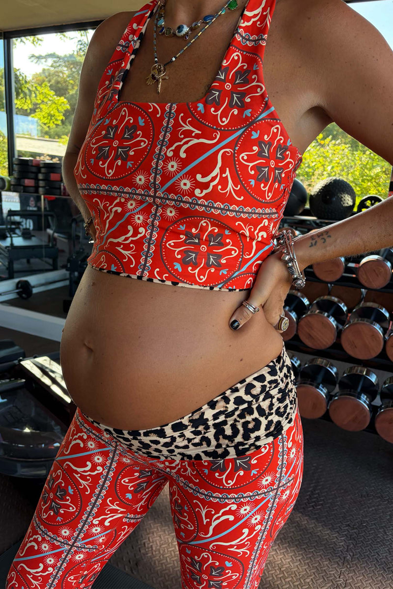 Red Paisley Wide Leg Legging