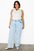Thumbnail for Scallop Detail Straight Leg Jeans