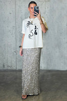 Thumbnail for Silver Sequin Dorris Skirt