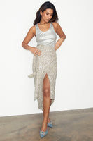 Thumbnail for caption_Model wears Sequin Maxi Wrap Jaspre Skirt in UK size 8 / US 4