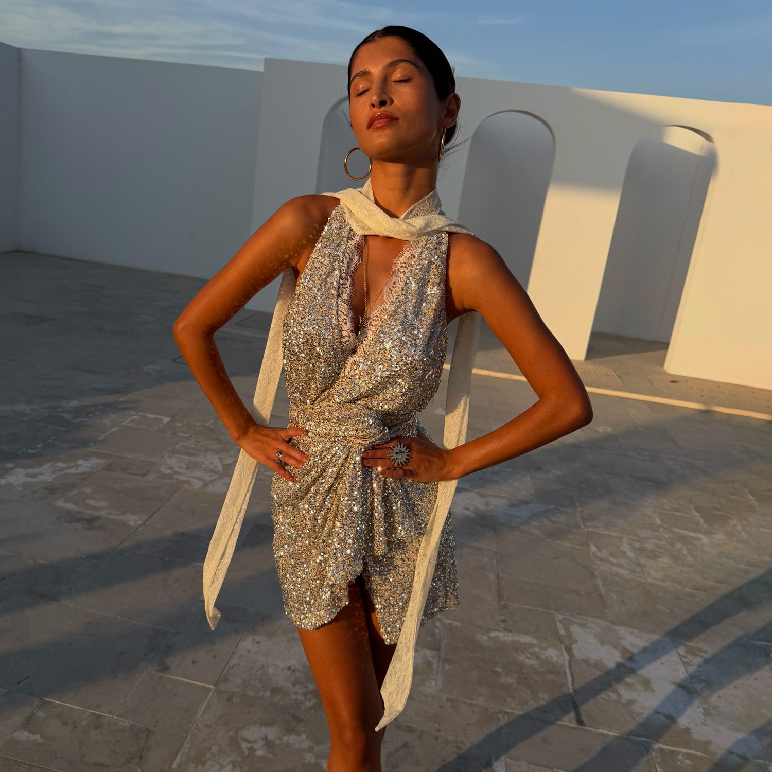 never fully dressed sequin top Silver Sequin T Shirt