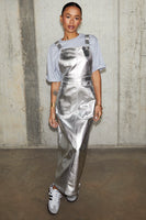 Thumbnail for caption_Model wears Silver Pinafore Dress in UK size 8/ US 4