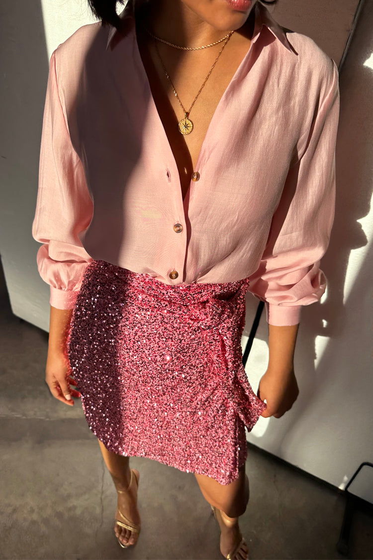 Pink Sequin Mini Jaspre Skirt Petite