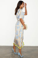 Thumbnail for  caption_Model wears Sicilian Ceryes Wrap Dress in UK size 10/ US 6
