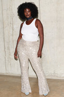 Thumbnail for Model wearing Sequin Flared Trousers 